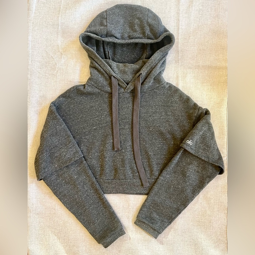 Alo gray cropped hoodie